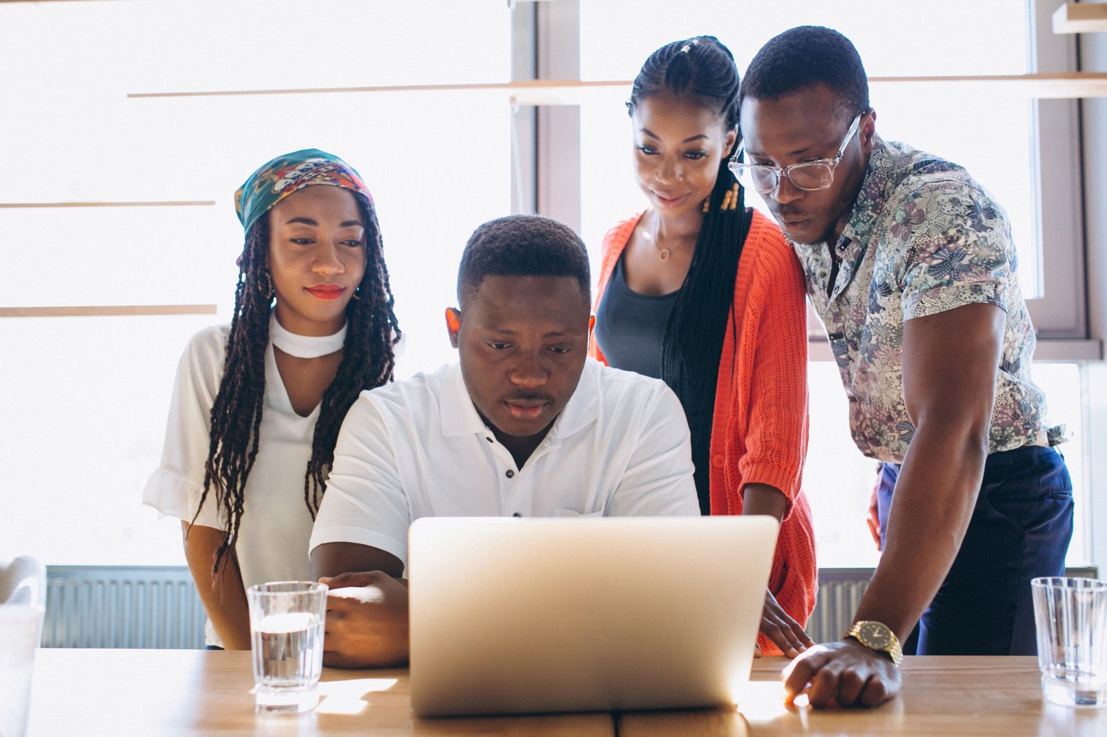 Group of africans working together